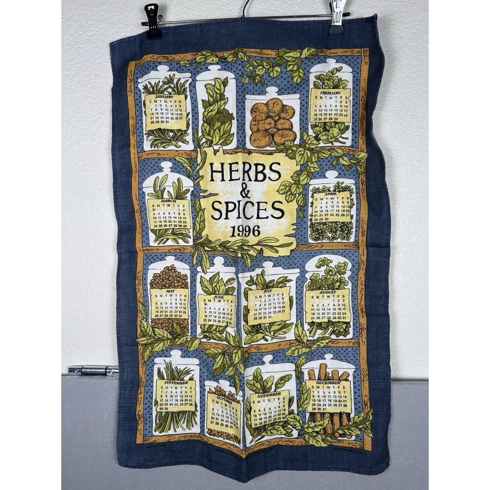Vintage Ulster Weavers Irish Linen Herbs  & Spices Tea Towel New With Out Tags